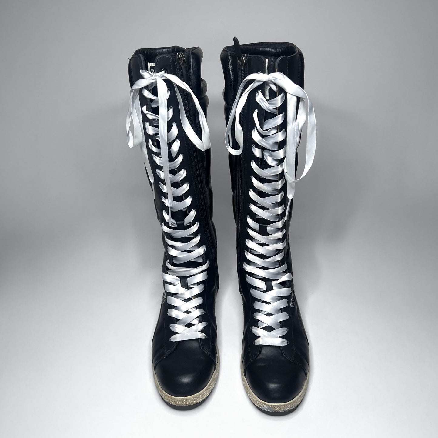 Puma First Round Vintage Cutout Black Leather Boxing Boots
