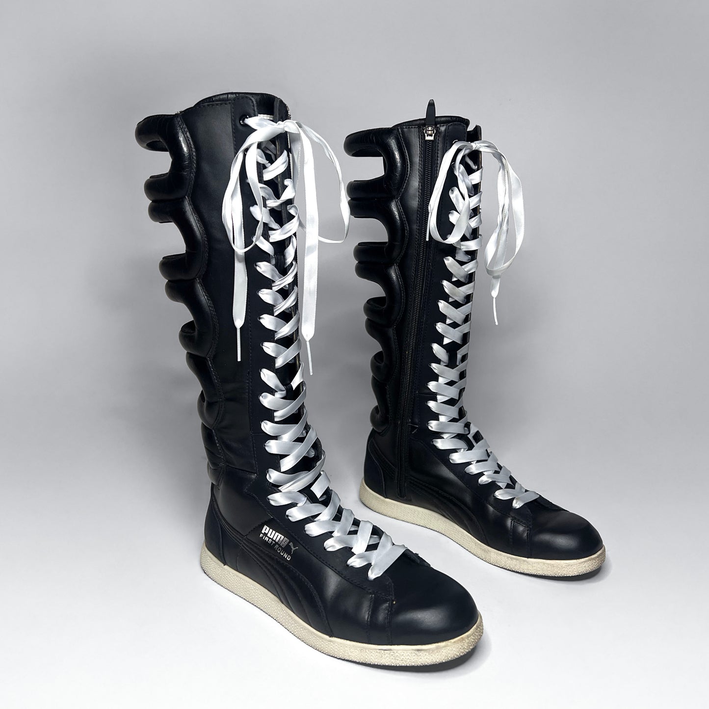 Puma First Round Vintage Cutout Black Leather Boxing Boots