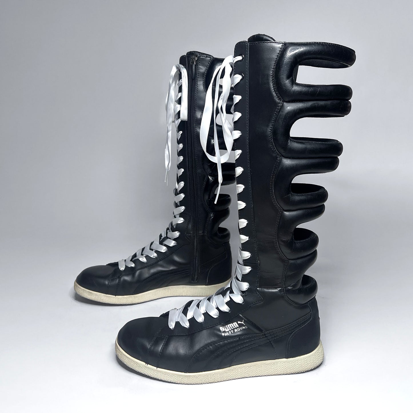 Puma First Round Vintage Cutout Black Leather Boxing Boots