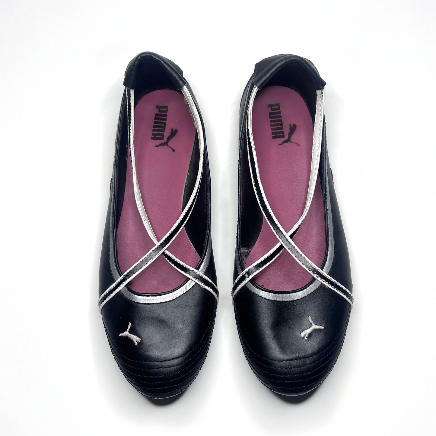 Puma Vintage Black Leather Ballet Flats