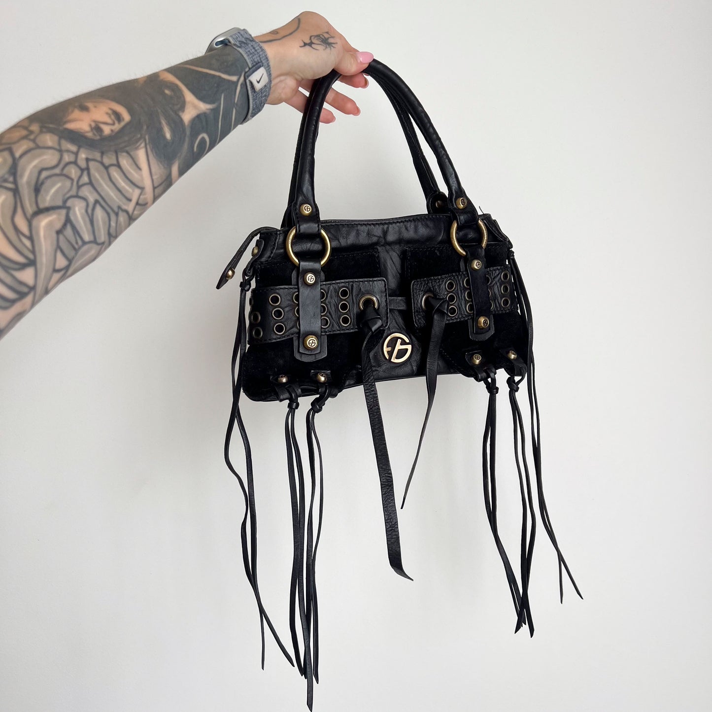 Vintage Francesco Basia Black Leather Small Bag