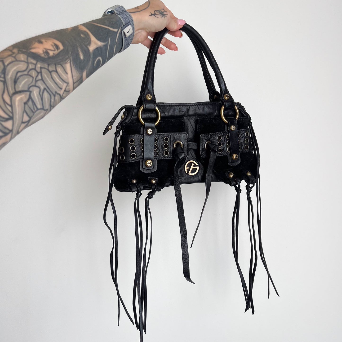 Vintage Francesco Basia Black Leather Small Bag