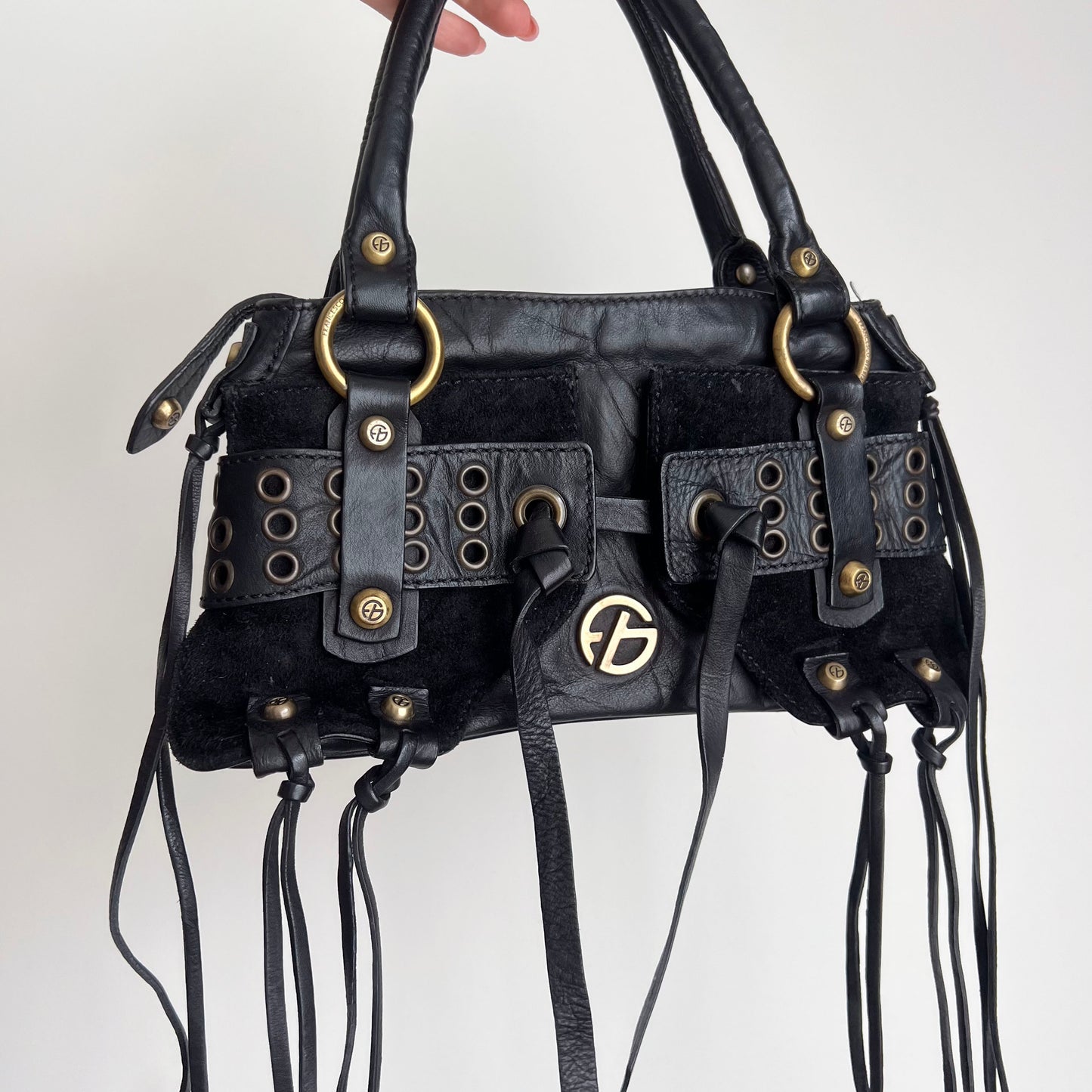 Vintage Francesco Basia Black Leather Small Bag