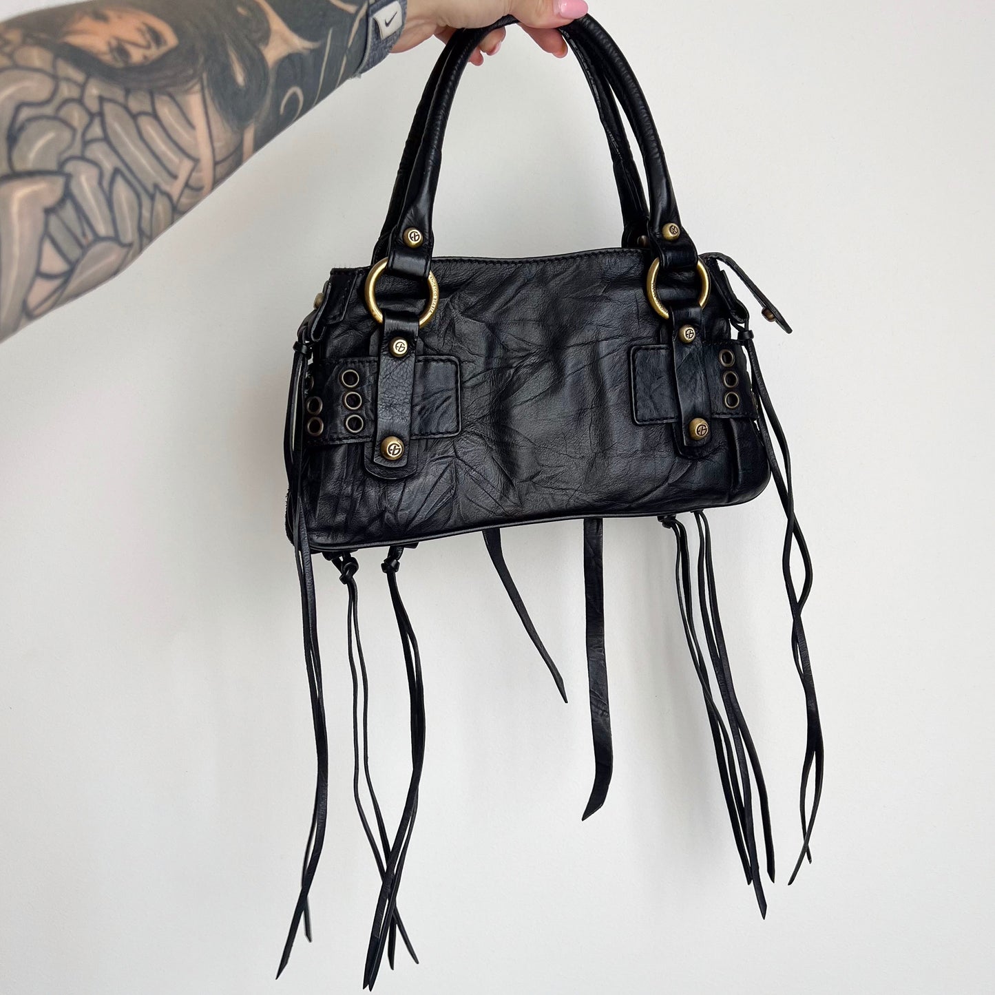Vintage Francesco Basia Black Leather Small Bag