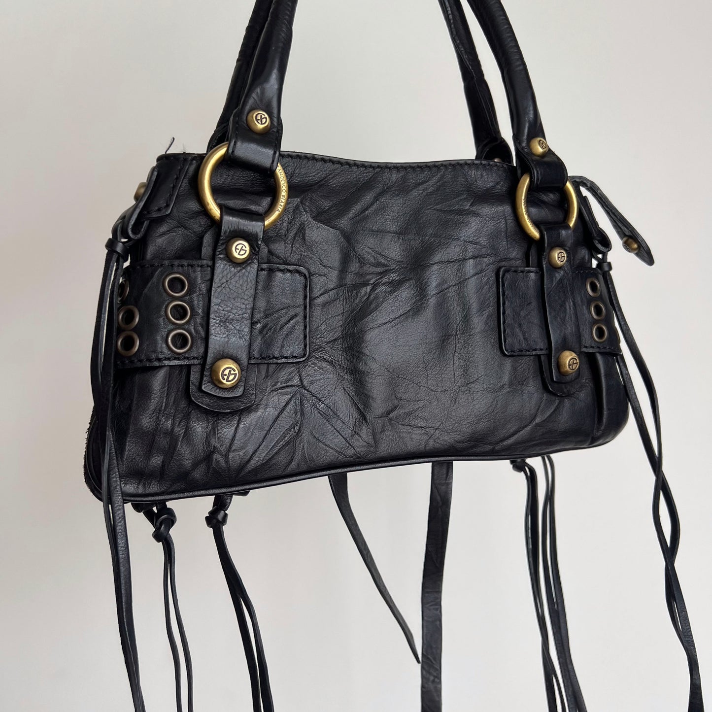 Vintage Francesco Basia Black Leather Small Bag