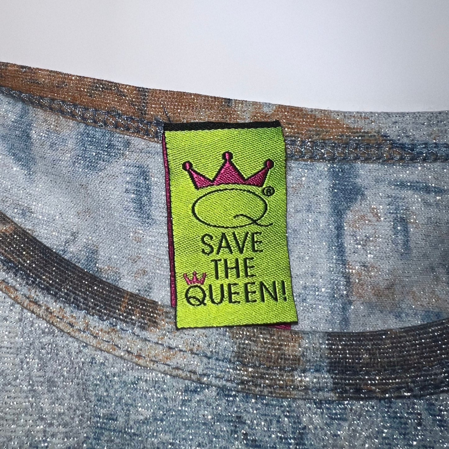 Save the Queen Vintage Blue Top With Mesh Flare Sleeves