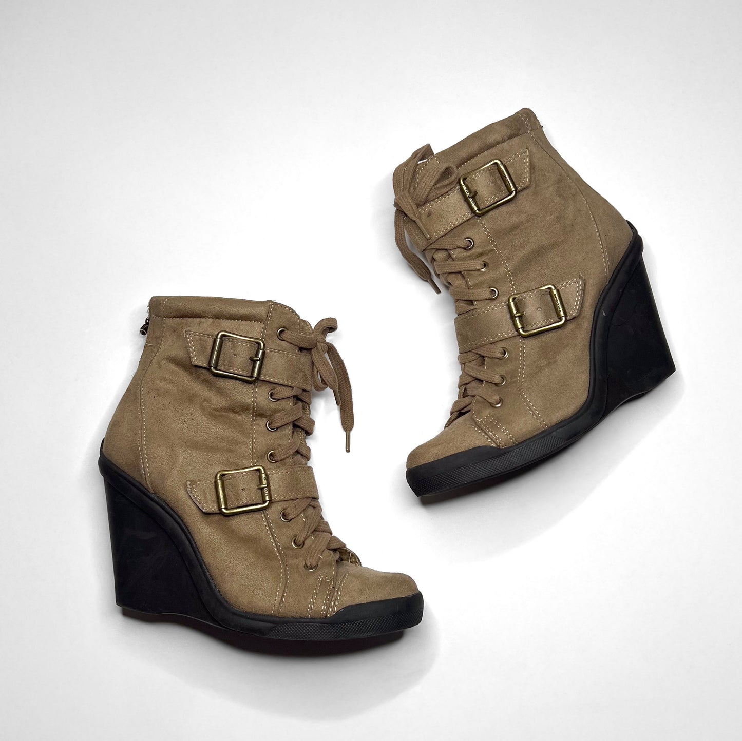 Vintage Vera Wang Marant Style Wedge Beige Leather Sneakers US 7.5