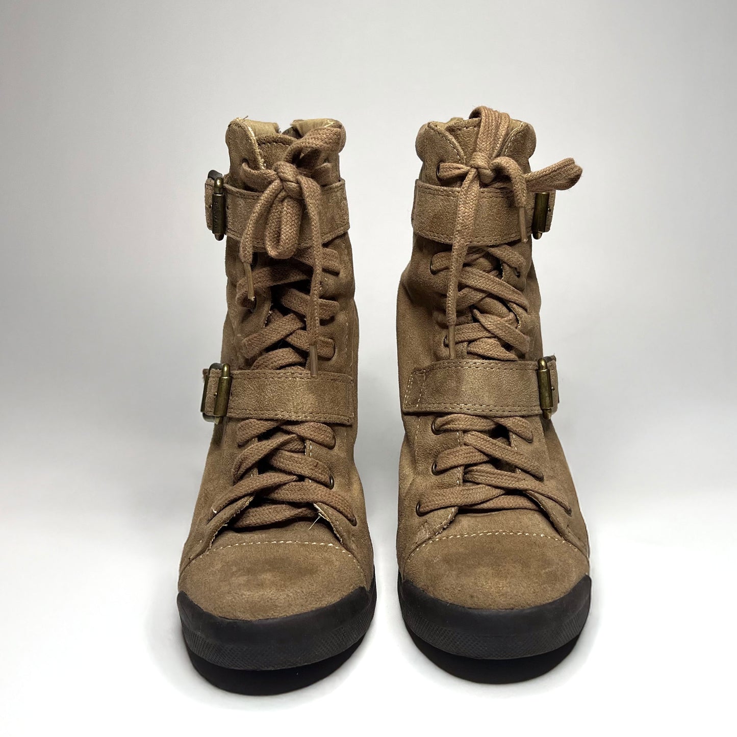 Vintage Vera Wang Marant Style Wedge Beige Leather Sneakers US 7.5