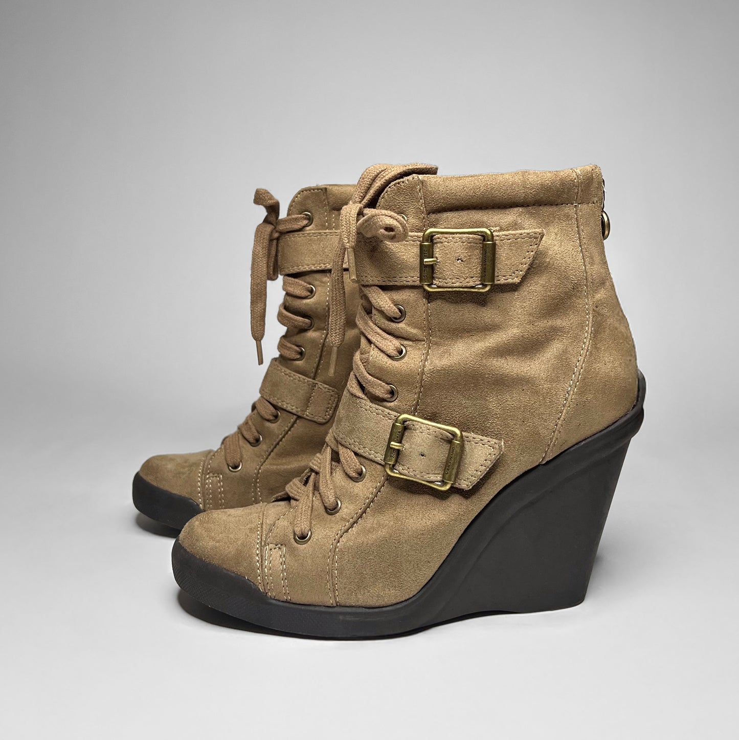 Vintage Vera Wang Marant Style Wedge Beige Leather Sneakers US 7.5