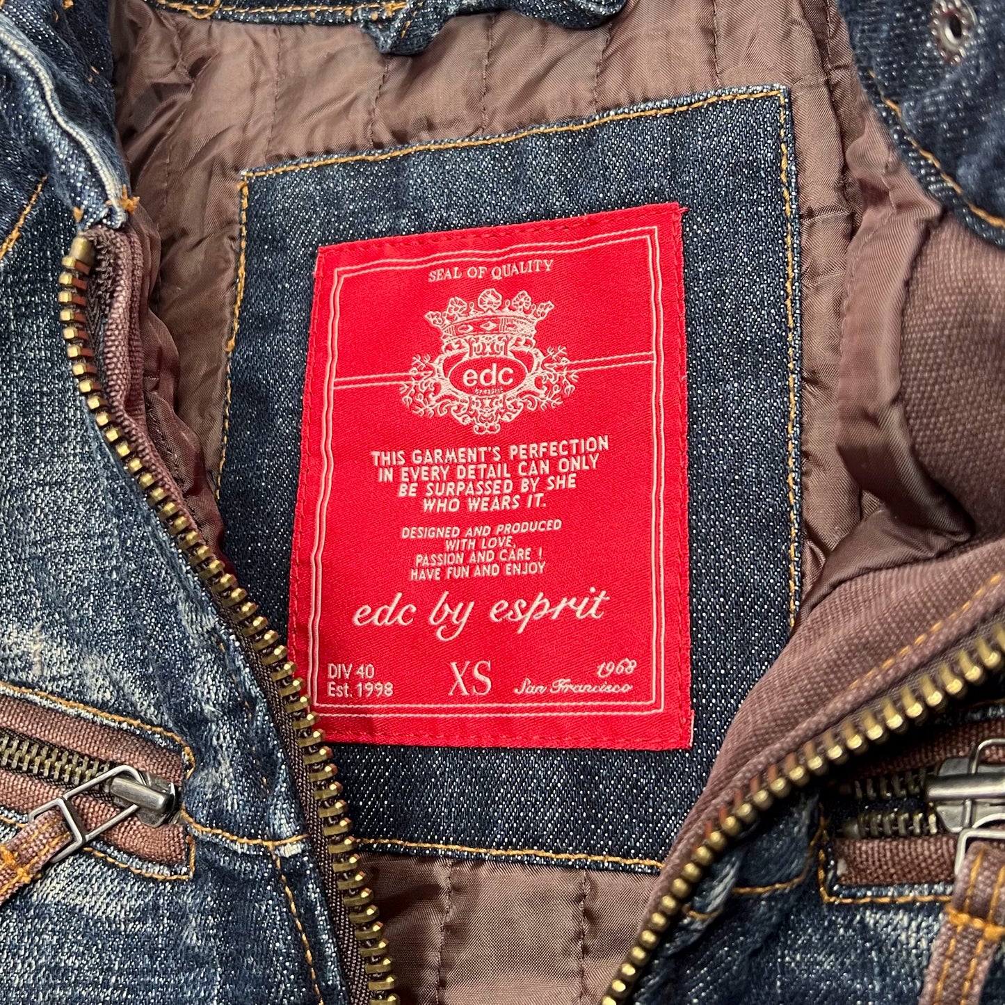 Vintage Esprit Denim Moto Racer Jacket
