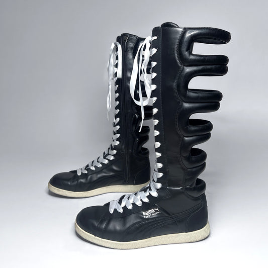 Puma First Round Vintage Cutout Black Leather Boxing Boots