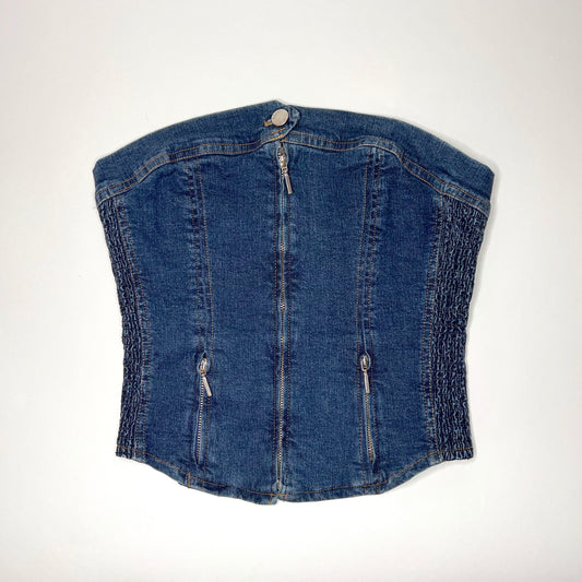 Plein Sud Jeans Denim Corset Tube Top