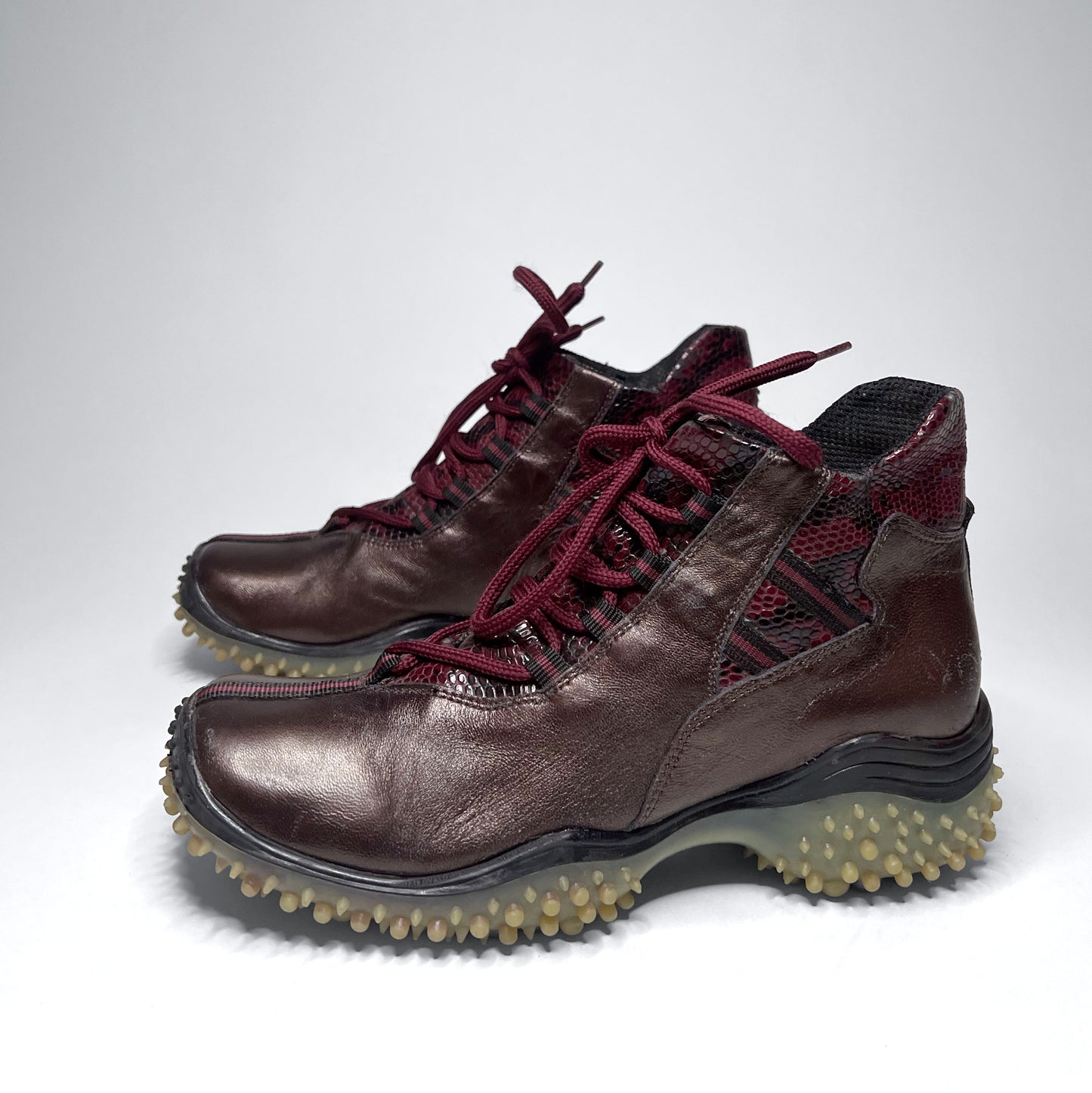 Vintage Burgundy Miu Miu Inspired Bubble Sole Patent Leather Shoes / EUR 37