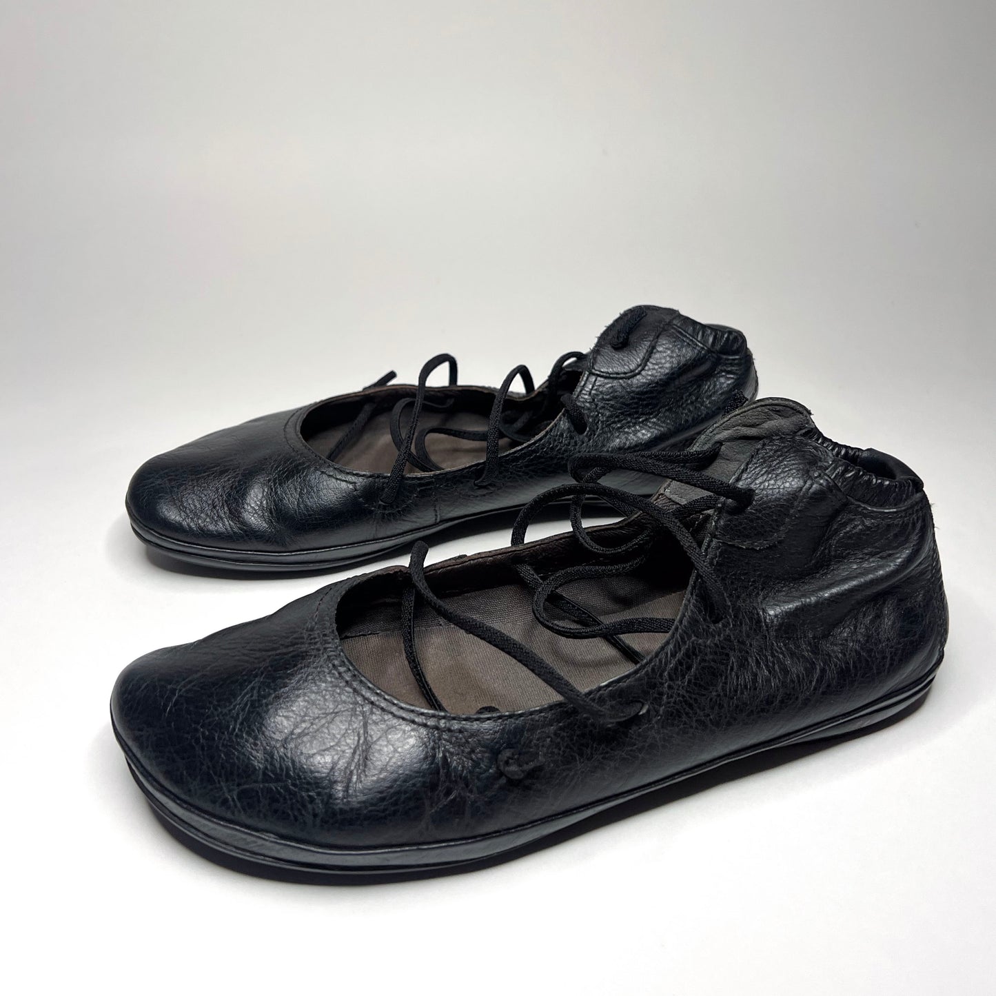 Camper Black Leather Ballet Flats