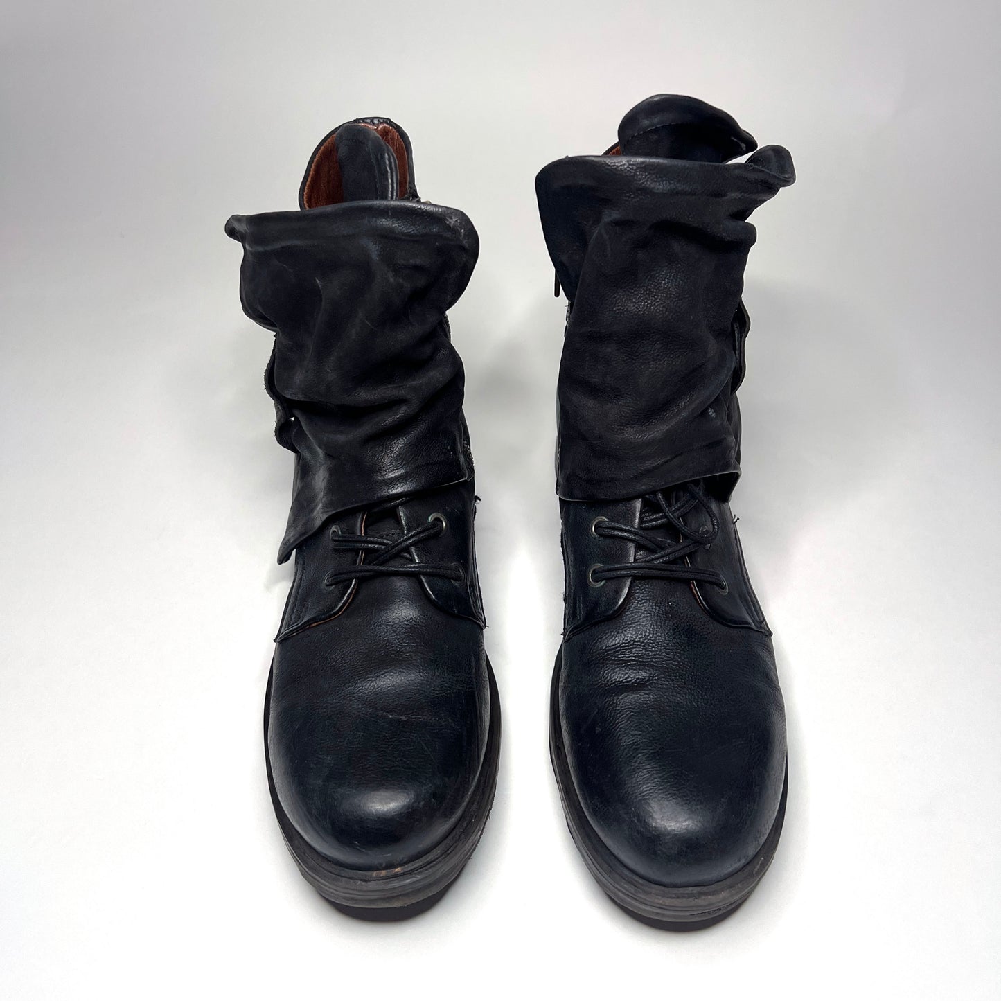 A.S.98 Black Leather Ankle Boots