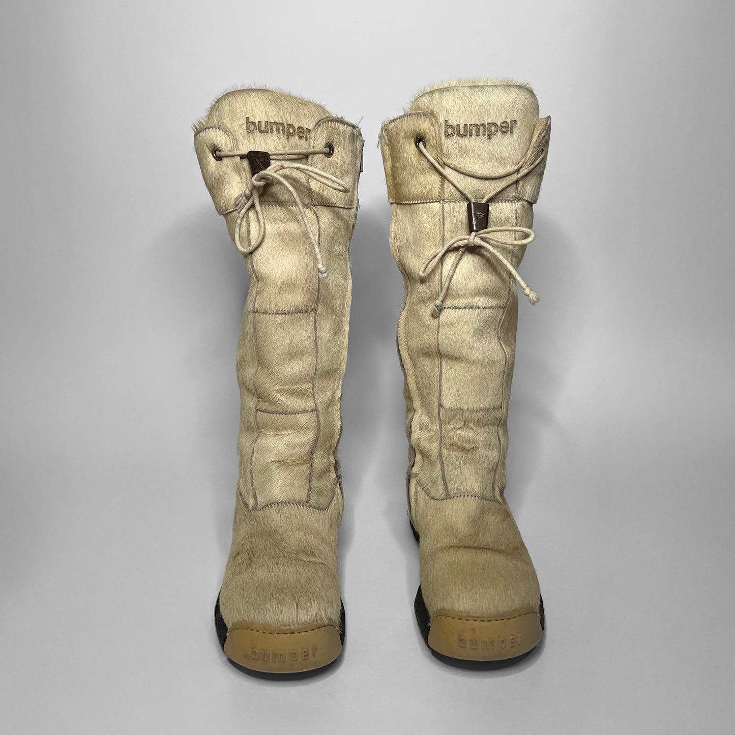 Bumper Beige Pony Hair Knee High Boots