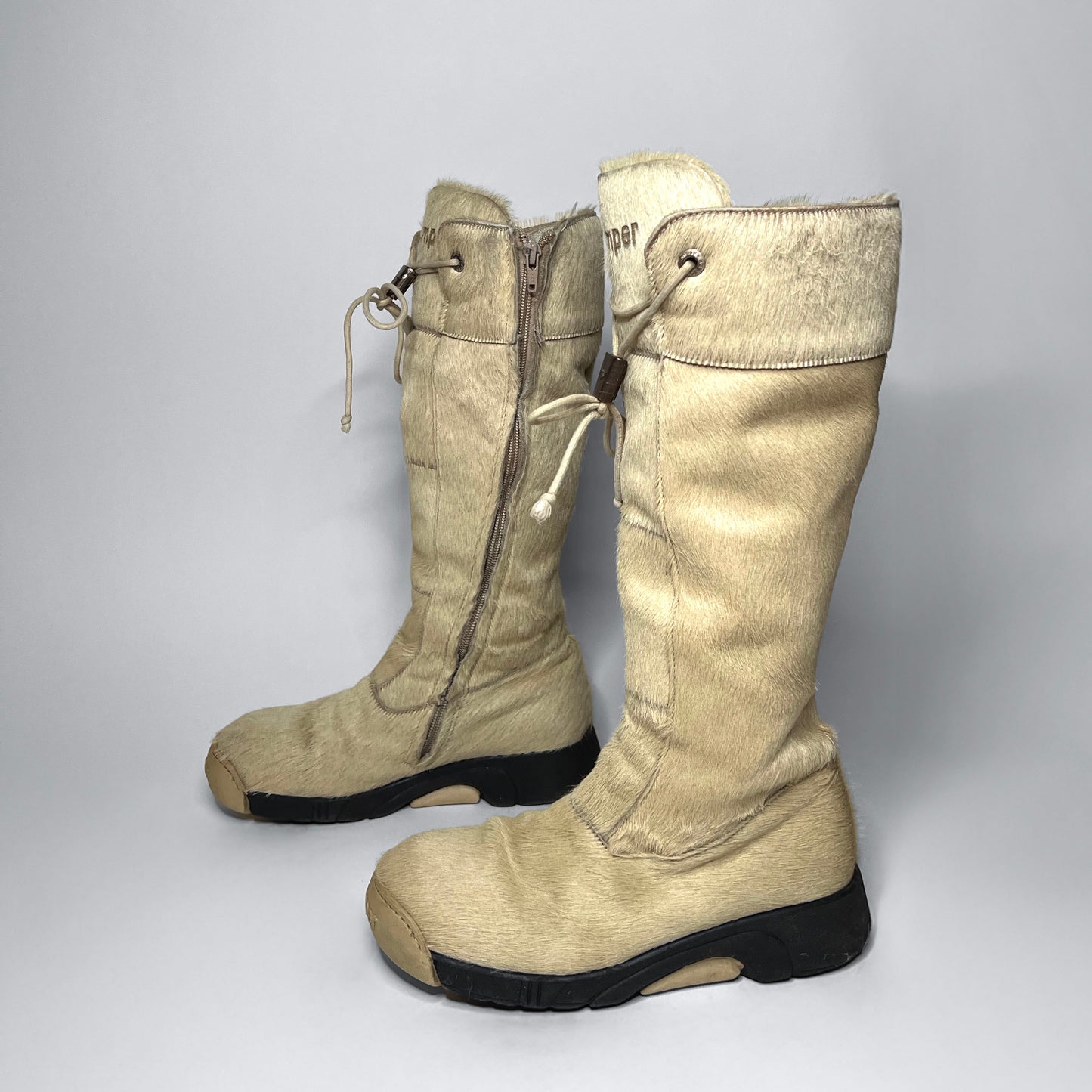 Bumper Beige Pony Hair Knee High Boots