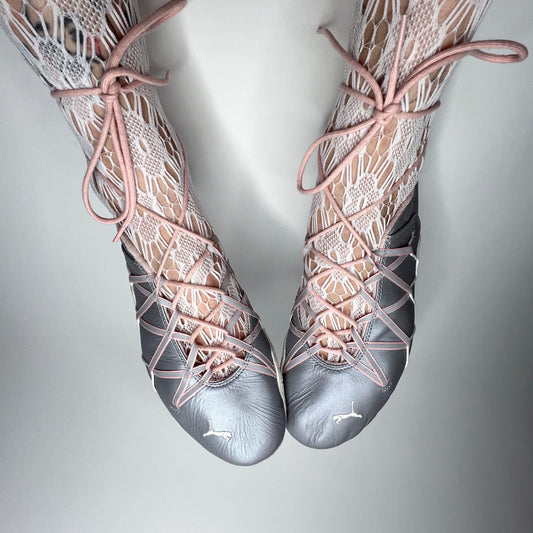 Puma Vintage Laced Silver Ballet Flats