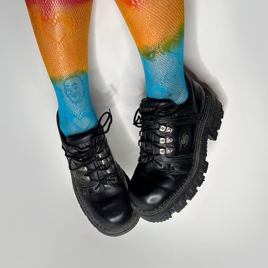 Dockers Vintage Black Leather Chunky Platform Boots