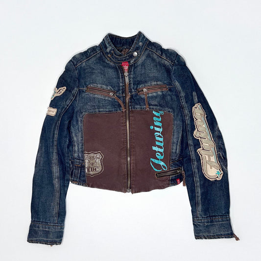 Vintage Esprit Denim Moto Racer Jacket